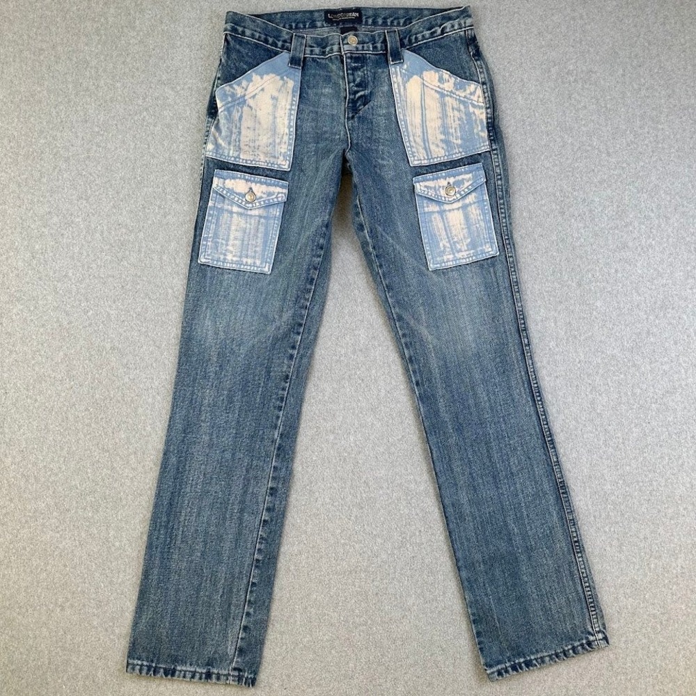LONDON JEAN‎ Womens Blue Denim Jeans Cargo Pockets Size 10 Custom Pockets Unique
